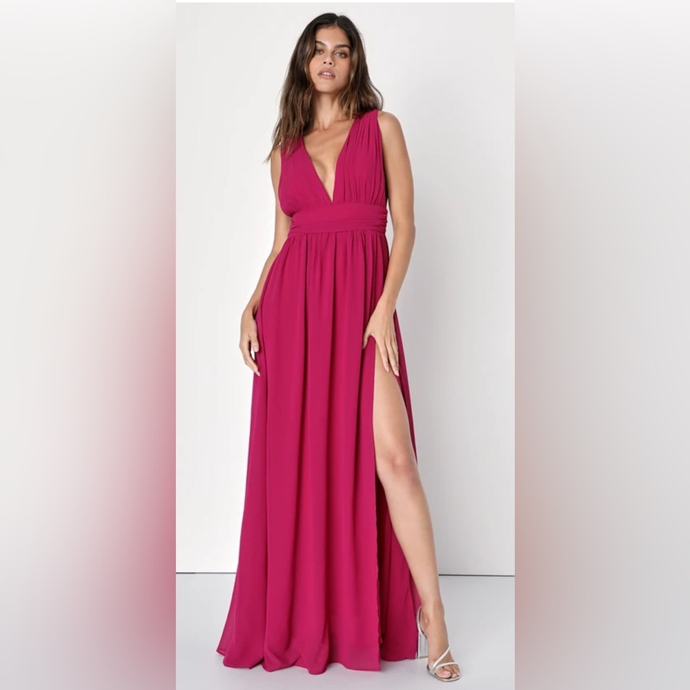 Lulu's Fuchsia Maxi Dress with Slit